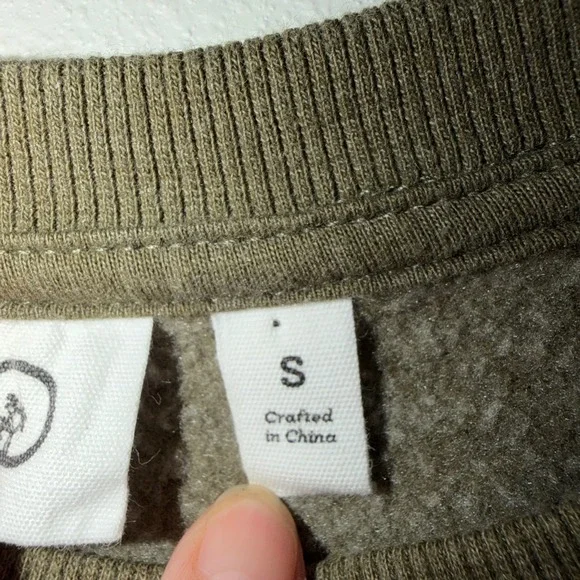 Tentree Womens Small Olive Green Nature Print Raglan Sweatshirt Organic Cotton - Picture 3 of 13